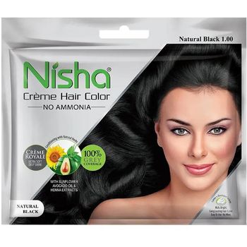 Nisha Creme Hair Colour Natural Black 20ml Plus 20g