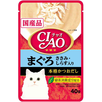Ciao Cat Treat Creamy Soup Pouch Tuna Maguro Chicken Fillet Topping Shirasu 40g
