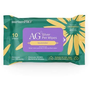 Nurture Pro Ag Silver Pet Wipes Lavender 10 Sheets 60g