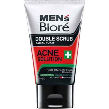 Men's Biore Double Scrub Facial Foam Acne Solution 50g