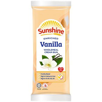 Sunshine Enriched Vanilla Wholemeal Cream Bun 65g