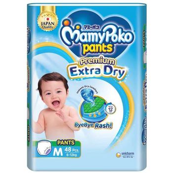 MAMY POKO M PANTS PREMIUM EXTRA DRY DIAPERS 6-12KG, 48PCS