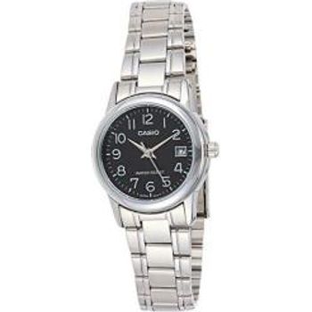 Casio Ltp-v002d-1b Women's Standard Stainless Steel Black Dial Date Watch