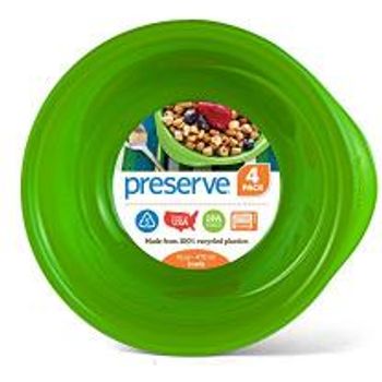 Preserve Everyday 16 Ounce Recycled Plastic Bowls Set Of 4 Apple Green