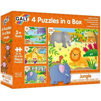 Galt Toys 4 Puzzles In A Box Jungle For Ages 36