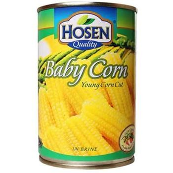 Hosen Baby Corn Young Corn Cut in Brine 200g