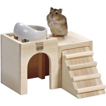 Marukan Wooden House Dish Table for Dwarf Hamster