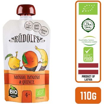Rudolfs Organic Mango Banana And Quince 4 Months 110g