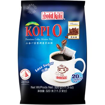Gold Kili 2 In 1 Instant Premium Kopi O Less Sugar 20 x 16g