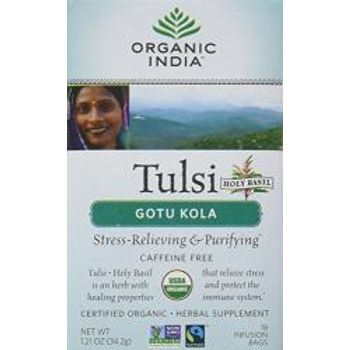Tulsi Tea Gotu Kola Organic India 18 Tea Bag