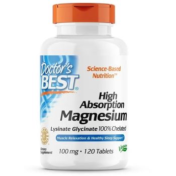 Doctor's Best - Adrenal Health, Magnesium Lysinate Glycinate Chelated High Absorption (120 veggie capsules)