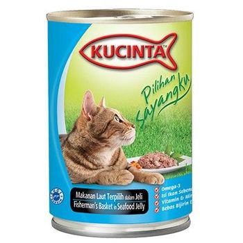 Kucinta Fisherman Basket in Seafood Jelly Cat Wet Food 400g