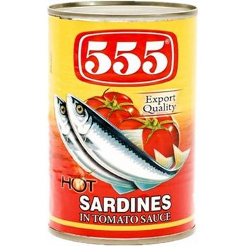 555 Sardines In Tomato Sauce With Chili Hot 5.5oz 155g 6 Pack