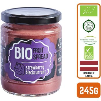 Rudolfs Organic Fruit Spread Strawberry Blackcurrant 245g