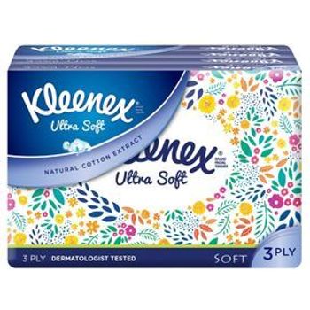 Kleenex Softpack Ultra Soft Facial Tissue Floral 50 Sheets