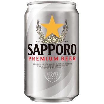 Sapporo Premium Draft Beer Can 330ml 5% Abv