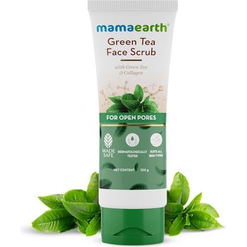 Mamaearth Green Tea Face Scrub With Green Tea And Collagen For Open Pores 100g