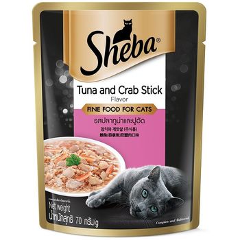 Sheba Pouch Cat Wet Food Adult Tuna Crab Stick 70g