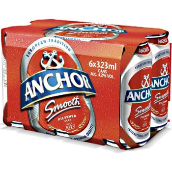 Anchor Smooth Pilsener Beer Can 6 Pack 323ml