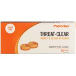 Pretorius Throat Clear Sugar Free Herbal Lozenges Honey And Lemon 20 Pack