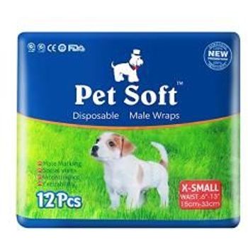 Pet Soft Disposable Male Wrap Dog Diaper 12Pcs XS