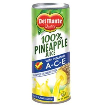 Del Monte Unsweetened Pineapple Juice With Vitamins Ace 240ml