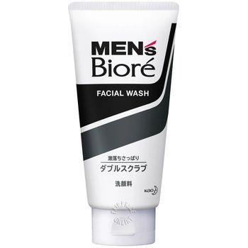 Biore Mens Facial Wash Double Scrub With Black White Beads
