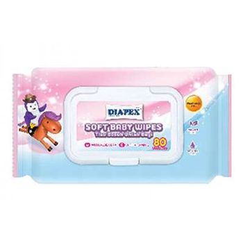 DIAPEX SOFT BABY WIPES WITH ALOE VERA & VIT E 80'S