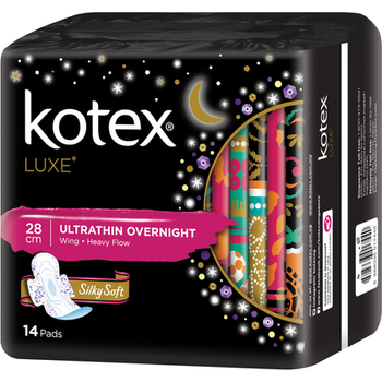 Kotex Luxe Ultra thin Overnight Wings 28cm 14 Sachet