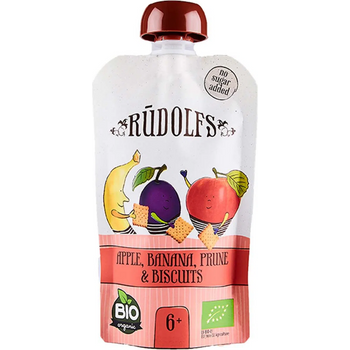Rudolfs Pureeorganic Apple Banana Prunebiscuits 110g
