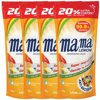 Mama Lemon Dishwashing Liquid Refiii Fresh Citrus 600ml