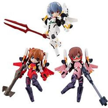 Megahouse Desktop Army Chibi Action Figure - Rebuild Of Evangelion - Rei Ayanami / Asuka Langley / Mari Makinami (Set of 3)