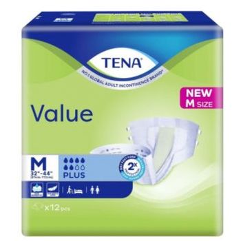 Tena Value Unisex Adult Tape Diapers Size M 12 per pack