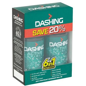 Dashing Deodorant Roll Active 2 Pieces 50ml