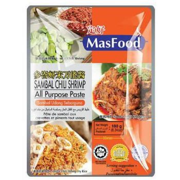 MasFood Sambal Chili Shrimp All Purpose Paste 180g