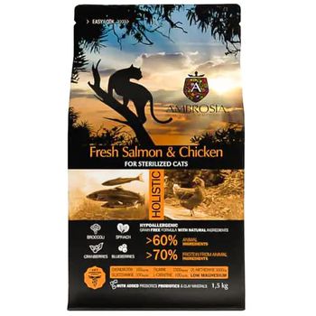 Ambrosia Fresh Salmon And Chicken For Cats 1.5kg