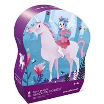 Crocodile Creek Unicorn Forest 36 Piece Jigsaw Floor Puzzle With Heavy-duty Box For Storage Large 20" X 27" Completed Size Designed For Kids Ages 3 Years And Up Multicolor