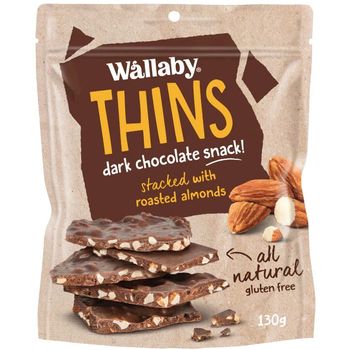 Wallaby Foods - Thins, Almond Dark Chocolate Snack (130g)