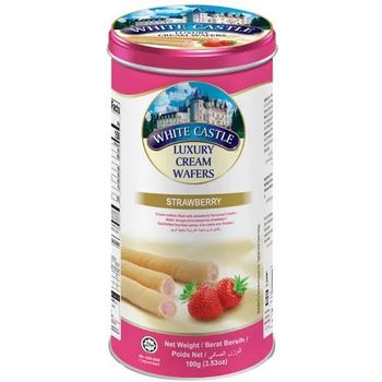 White Castle Luxury Cream Wafer Sticks Strawberry 100g