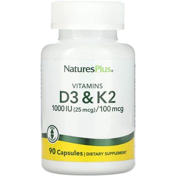 NaturesPlus Vitamin D3 Vitamin K2-1000 IU 100 mcg 90 Vegetarian Capsules