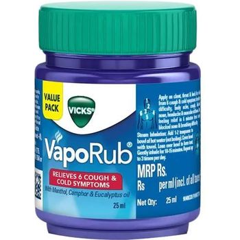 Vicks Vapo Rub With Menthol Camphor And Eucalyptus Oil Relieves Cold And Cough Clears Blocked Nose 25ml 