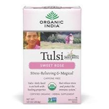Organic India Tulsi Caffeine Tea Sweet Rose 18 Count