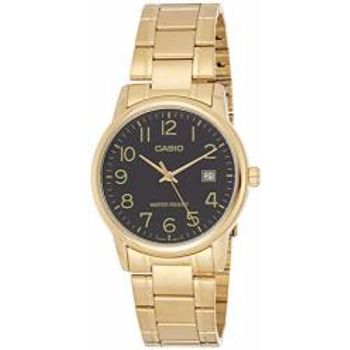 Casio #mtp-v002g-1b Men's Standard Analog Gold Tone Stainless Steel Date Watch