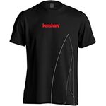 Kershaw Medium Short Sleeve Black Tee Shirt With Medium Knife Blade Silhouette And Red Kershaw Logo; Taped Shoulders; Double Needle Stitching At Collar; Tag-free Neck Label; 100% Preshrunk Cotton