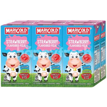 Marigold Uht Strawberry Milk 6 Packet 6 x 200ml
