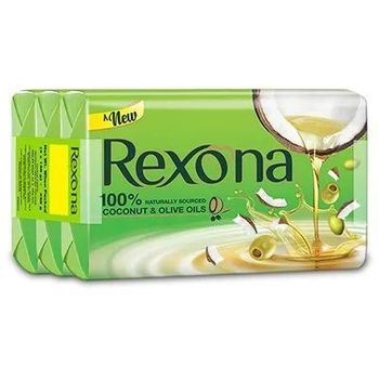 Rexona Coconut & Olive Oil Soap Bar 100% Naturally Sourced 150g Pack of 3
