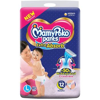 MamyPoko Pants Diaper Extra Absorb Large Prevents Leakage 40pcs