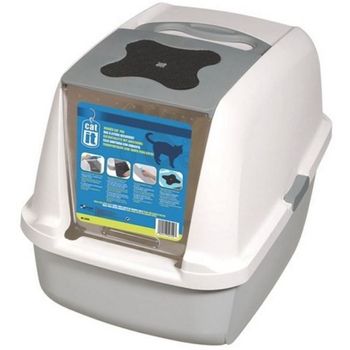 Cat It Hooded Cat Litter Pan Grey And White