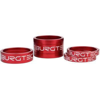 Burgtec Aluminum Headset Spacer Kit 1 1/8" Kit Race Red