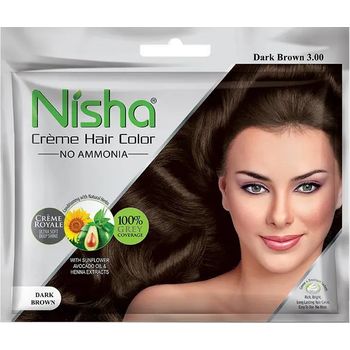 Nisha Creme Hair Colour Dark Brown 20ml Plus 20g